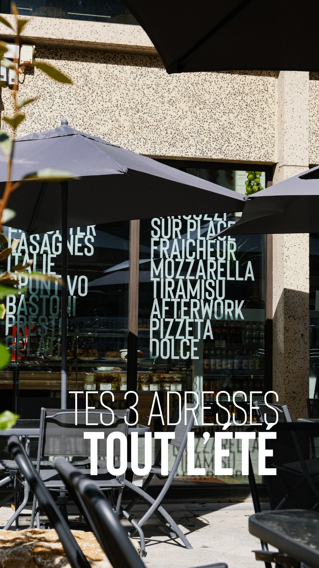 Terrasse ensoleillée Fabioli Presto, trois adresses ouvertes tout l'été