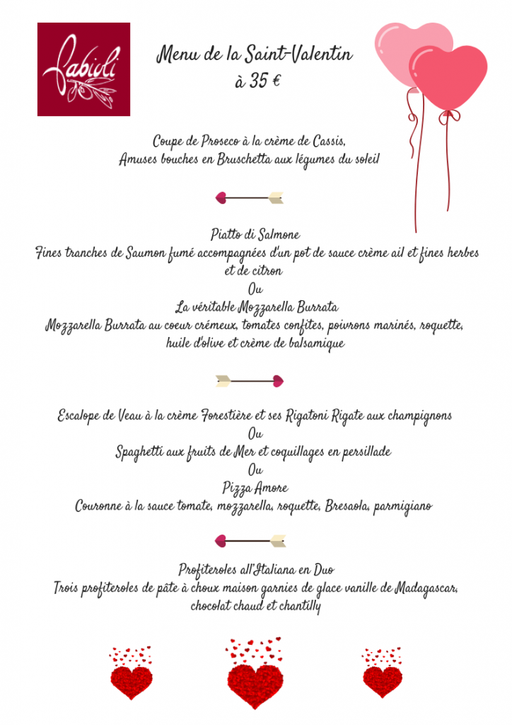 Menu De La Saint Valentin Fabioli La Cuisine Du Sud